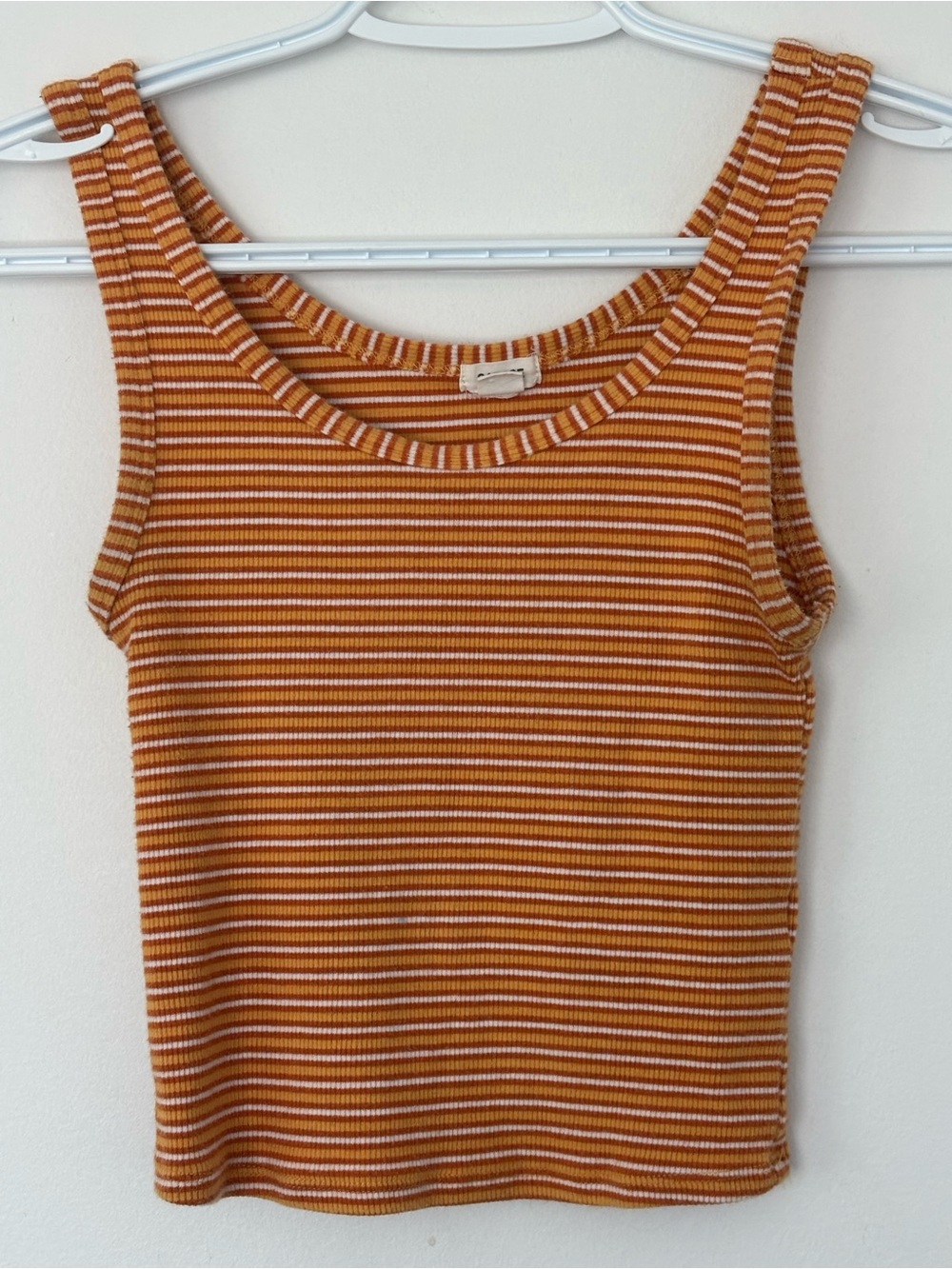 Garage Striped Ribbed Tank in Orange and Beige